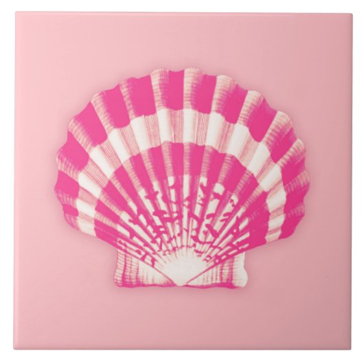 Carreau Sea Shell - fuchsia rose et blanc (Devant)