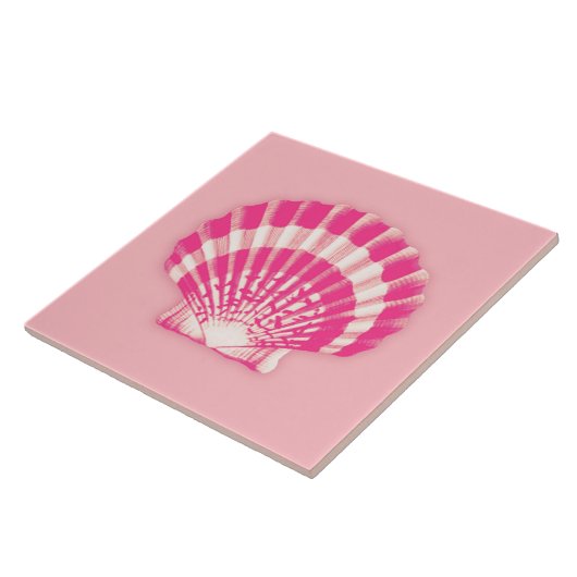 Carreau Sea Shell - fuchsia rose et blanc (Côté)