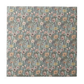 Carreau Seafoam Pink Yellow Retro Wildflower (Devant)