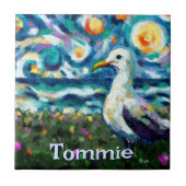 Carreau Seagull Van Gogh Style Beach Personalized (Devant)