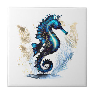 Carreau Seahorse 3D bleu brun blanc plage marine aquatique