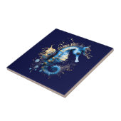 Carreau Seahorse 3D bleu marine imaginaire plage chic (Côté)