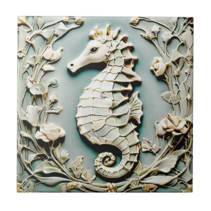 Carreau Seahorse Art Nouveau Faux Relief Face à la Monnaie