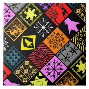 Carreau Seamless Christmas elements geometrical snowflake