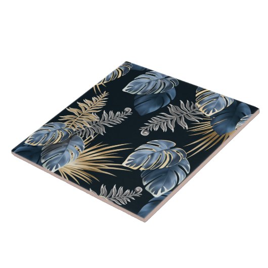 Carreau Seamless Pattern Dark Leaves Tropic Plants (Côté)