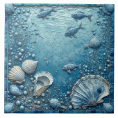 Carreau Seashell Aquatic Fish Underwater Bubble Backsplash (Devant)
