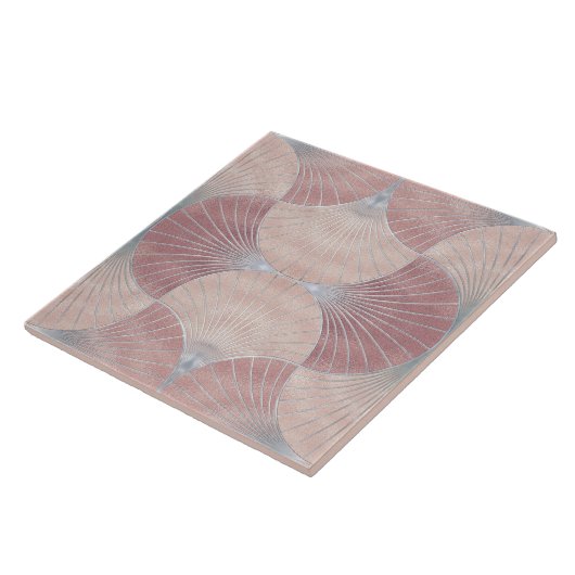 Carreau Seashell Art Deco - Rose et perle (Côté)