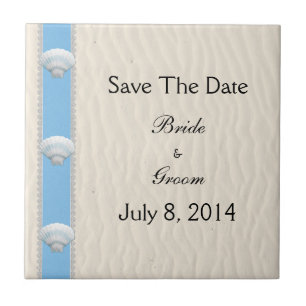 Carreau Seashell Beach Wedding Enregistrer La Date