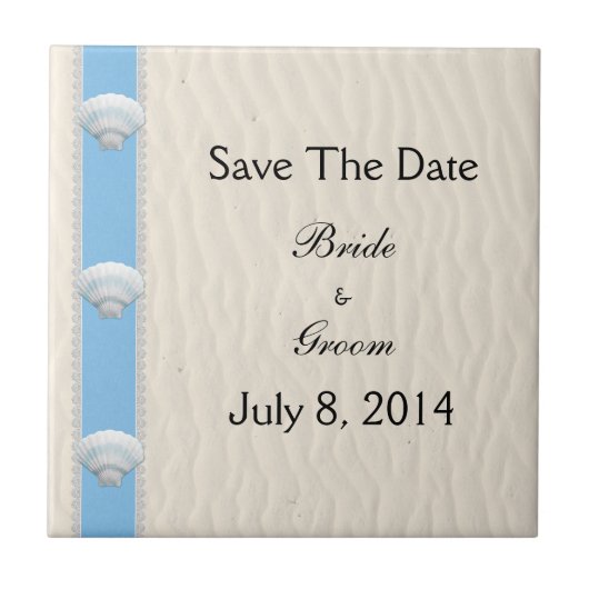 Carreau Seashell Beach Wedding Enregistrer La Date (Devant)