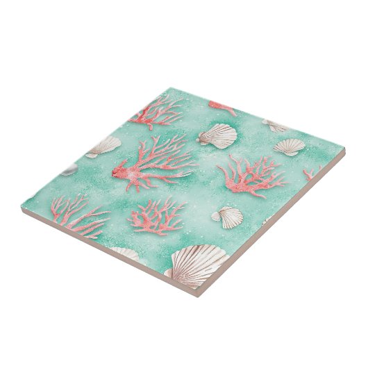 Carreau Seashells and Ocean Waves Pattern (12) (Côté)