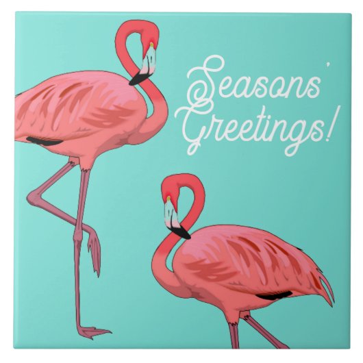 Carreau Seasons Greetings Tropical Flamingos Decorative (Devant)