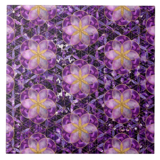 Carreau Semences de vie en Fleur de vie Motif - Anethyste (Devant)