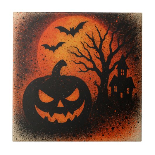 Carreau Sensational Spray Art Pumpkin Halloween (Devant)