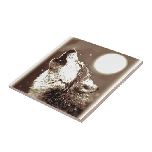 Carreau Sepia Wolf & Moon (Côté)