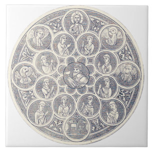 Carreau Sept vertus et Jésus-Christ