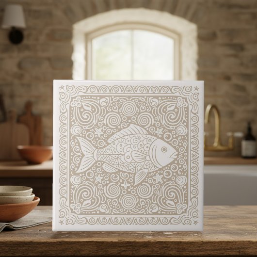 Carreau Série de vie côtière Poisson Sable D1208