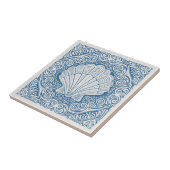 Carreau Série Vie Côtière Coquille de Saint-Jacques Bleue  (Côté)