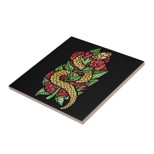 Carreau Serpent à fleurs (Côté)