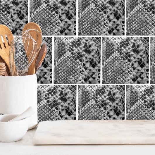 Carreau Serpent blanc noir