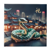 Carreau Serpent du Nouvel An chinois lunaire 2025 Annivers (Devant)