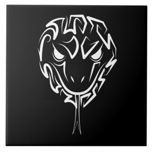 Carreau Serpent tribal noir et blanc (Devant)