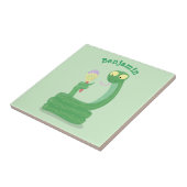 Carreau Serpent vert drôle avec maracas de dessin animé (Côté)