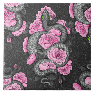 Carreau Serpents et roses roses