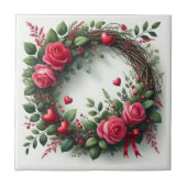 Carreau Serre romantique rose rose avec Coeurs rouges (Devant)