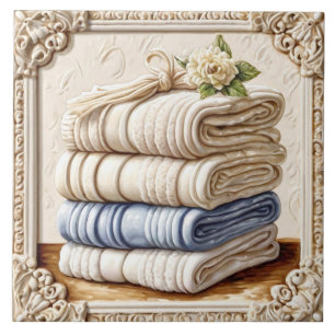 Carreau Serviettes Fluffy Crème & Bleu Soins du corps Sall