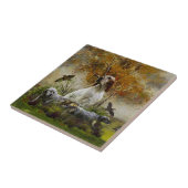 Carreau Set anglais avec faisans, art (Côté)