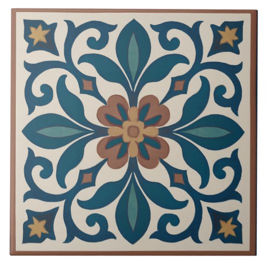 Carreau Seville Garden – Andalusian Floral Tile Art (Devant)