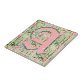 Carreau Shabby Shic Distressed Monogramme Fleurs de Souffl (Côté)