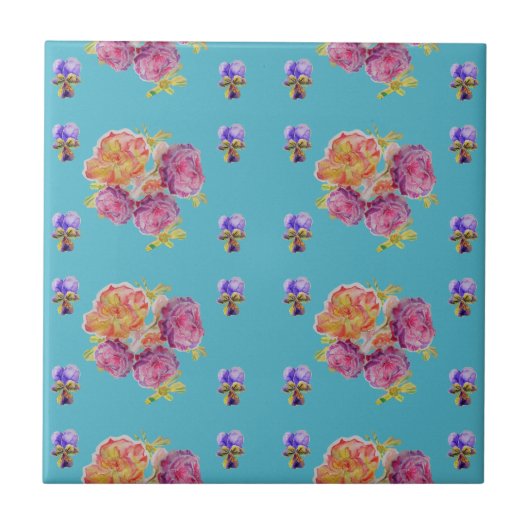 Carreau Shabby Turquoise Rose Violet violet fleuri Carrela (Devant)