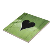 Carreau SHABBYCHIC coeur en bois vert noir (Côté)