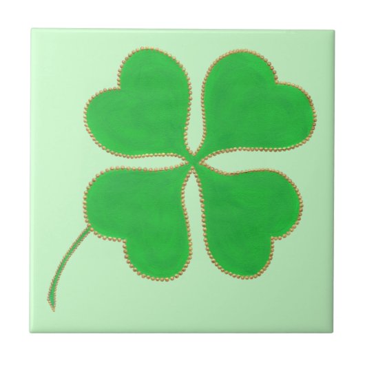 Carreau Shamrock vert brillant découpé en points dorés sur (Devant)