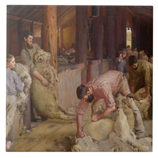 Carreau Shear the Rams (Australian Art) (Tom Roberts) (Devant)