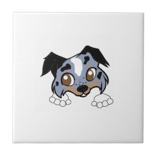 Carreau Shetland Sheepdog Blue Merle Tri Regardant Dessin 