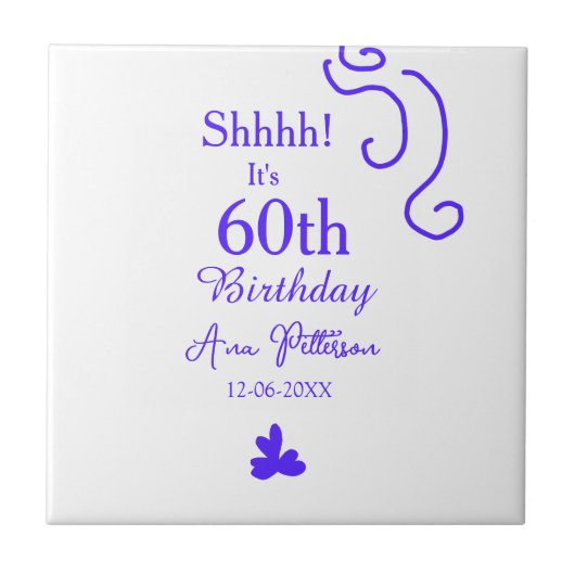 Carreau Shhhh c'est 60e anniversaire ajouter nom violet es (Devant)