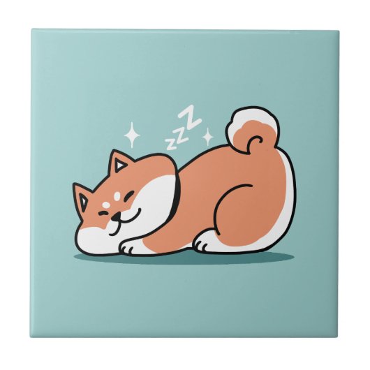 Carreau Shiba Inu Art : Juste un Shiba Lying Low (Devant)