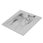 Carreau Shiba Inu Peinture originale 3 Chien Année Anniver (Côté)