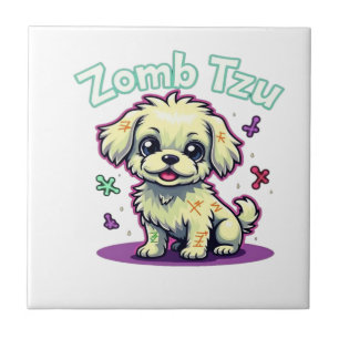 Carreau Shih Tzu Shihtzu Chien Zombie Halloween T- surdime