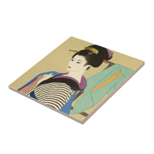 Carreau Shimura Tatsumi Deux sujets de femmes japonaises