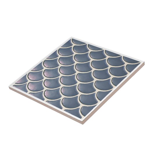 Carreau Shiny Mermaid Scale Pattern Navy Blue ID1199 (Côté)