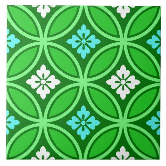 Carreau Shippo avec Motif à Fleur, Tons de Jade Green (Devant)
