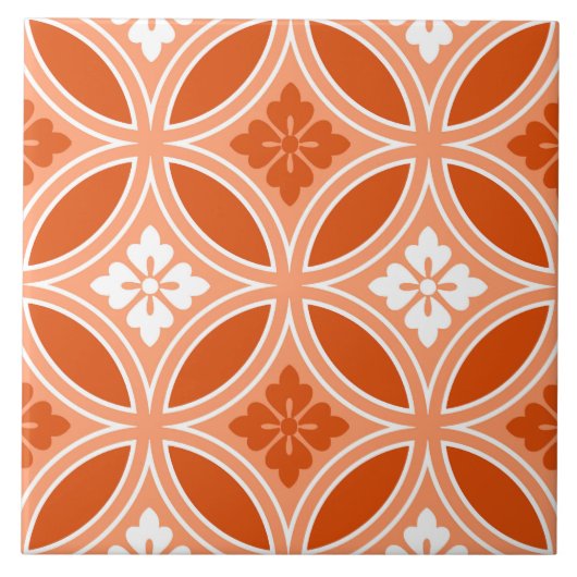 Carreau Shippo avec Motif Fleur, Mandarin Orange (Devant)