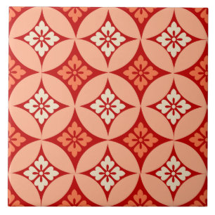 Carreau Shippo avec Motif Fleur, Mandarin Orange