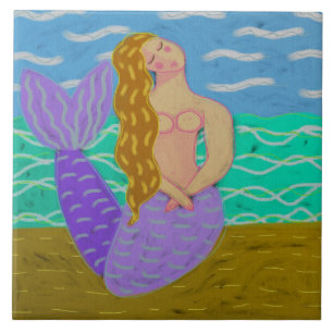 Carreau Shy Mermaid peinture numérique Abstraite