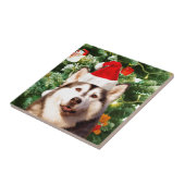 Carreau Sibérie Husky Arbre de Noël Ornements Snowman (Côté)