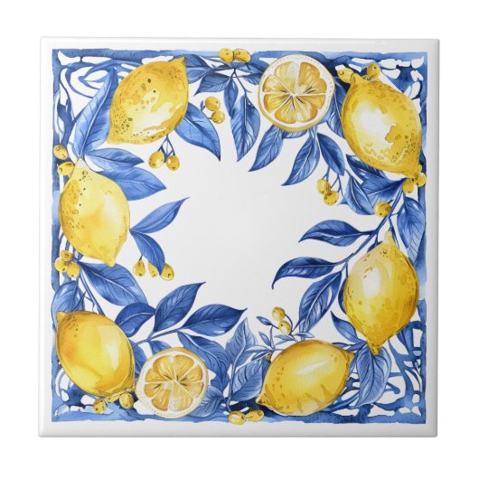 Carreau Sicilian Lemon Tiles Pattern Mediterranean Dolce (Devant)