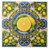 Carreau Sicilian pattern lemons ceramic tile (Devant)